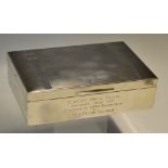 1951 Oldham Golf Club silver presentation cigarette box - engraved "Oldham Golf Club - Captains