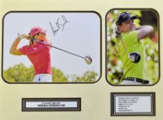 Annika Sorenstam signed photograph golf display complete with her detail and tour results - mf&g