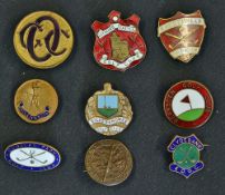 Collection of 9x Metal and Enamel Golf Members Badges to include Silverknowes, Bearsden, Cathcart