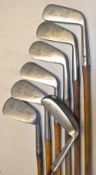 Fine collection of 7x R Forgan & Son St Andrews stainless irons - all stamped with the Forgan Pin