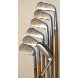 Fine collection of 7x R Forgan & Son St Andrews stainless irons - all stamped with the Forgan Pin