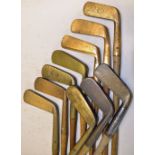 10x assorted brass/bronze blade putters makers incl Halley, Bussey (pitted neck and bowed shaft),