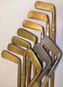 10x assorted brass/bronze blade putters makers incl Halley, Bussey (pitted neck and bowed shaft),