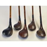 5x assorted good size woods to incl W.B Smith Hadley Wood shallow face driver, P G Hyatt deep face