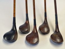 5x assorted good size woods to incl W.B Smith Hadley Wood shallow face driver, P G Hyatt deep face