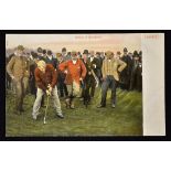 Rare and early "Golfers at Blackheath-London" colour golfing postcard pre-1900 unused published by
