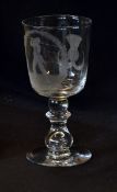 Large golfing engraved crystal ware rumer/goblet - engraved with early Vic Scottish golfer on the
