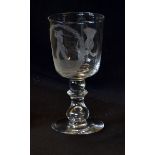 Large golfing engraved crystal ware rumer/goblet - engraved with early Vic Scottish golfer on the