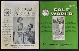 "Golf World - A Weekly Golf Newspaper" Publ'd at Pinehurst N.C to incl 2x Vol. 5 Nos 37 and 40