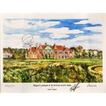 Royal Lytham and St Anne's Open Golf Championship print signed by 7 past winners to incl Peter