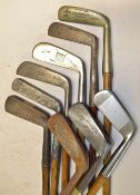 9x assorted blade putters incl Glasgow Golf Club, D J Sinclair Falkirk Rustless Gem, J H Taylor bent