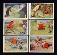 Collection of 6x early North British Rubber Co "Chick Golf Ball" Advertising colour comical