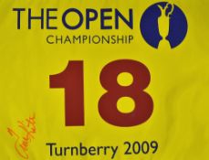 2009 Turnberry Open Golf Championship 18th hole pin flag signed by the 1992 US Open Golf Champion