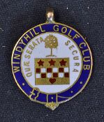 Fine 1936 Windyhill Golf Club Glasgow 9ct gold and enamel medal - engraved on the reverse "Monthly