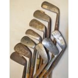 10x various smf and face marked irons - Walter Hagen deep face mashie, Callen Super Special large
