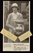 1920's Joyce and Roger Wethered Open Golf Champion and Amateur Golf Champions autographs - both laid