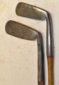 2x scarce goose neck hosel blade putters to incl a Gourlay Reg No 10746 stamped G M Robb and the