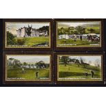 4x early North Staffs Railway golfing advertising coloured postcards - each featuring Rudyard Lake