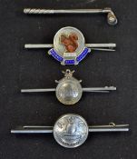Selection of Silver Golf Bar Brooches to include a club and ball brooch, an enamel squirrel BHGC