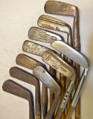 10x various blade putters to incl Walter Hagen wry neck, Geo Nicoll p/cleek, Anderson Maxwell