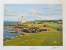 Baxter, Graeme signed Scottish golf course print - "Ailsa Course Turnberry" unframed overall 12" x