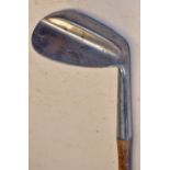 Geo Nicoll Leven "Howitzer" wide sole sand iron late hickory period, fitted with the original