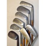 8x assorted mashie and niblick irons to incl 5x Rustless namely Forgan Meteor large head mashie,