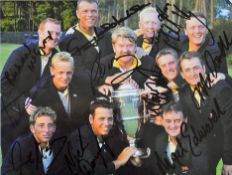 2001 Sea Island Walker Cup fully signed GB&I golf photograph -featuring the team after winning 15-