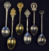 6x Silver Golf Spoons to include Gymkhana GC 1926, SFGC 1924, Cavendish GC 1932, Romford GC 1927,