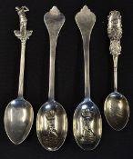 4x interesting figurative golfing teaspoons from the 1920/30's - 2x with embossed golfers to the