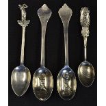 4x interesting figurative golfing teaspoons from the 1920/30's - 2x with embossed golfers to the