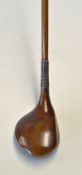 Scarce Jack White large light stained persimmon "Spirakona" brassie with brass inlaid sole plate and