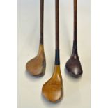 3x interesting small headed woods to incl an unusual Andrew Kirkaldy "Wooden Cleek" with central