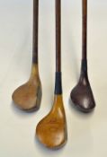 3x interesting small headed woods to incl an unusual Andrew Kirkaldy "Wooden Cleek" with central