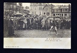 Tom Morris St Andrews Old Golf Course postcard - officiating match showing Mr H G Hutchinson Amateur