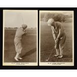 2x Willie Hughes, Professional Clacton-on-Sea golfing postcards c.1924-1938 - both real