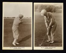 2x Willie Hughes, Professional Clacton-on-Sea golfing postcards c.1924-1938 - both real