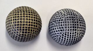 2x unnamed mesh gutty golf balls - all used and showing some strike marks