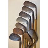 9x various irons - incl 4x Forgans, a mid iron, 2x mashies and a jigger, 2x Tom Stewart mashie and