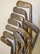 10x assorted blade putters to incl 2x interesting grooved top back putters by A.H Scott and Chas G