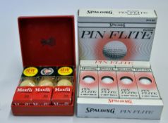 18x various unused golf balls in boxes to incl 6x Dunlop Maxfli in original Dunlop Padded brass