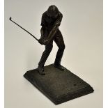 Heredities bronzed golfing figure in the style of Jack Nicklaus - c/w monogram stamped "J.C '77"