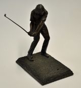Heredities bronzed golfing figure in the style of Jack Nicklaus - c/w monogram stamped "J.C '77"