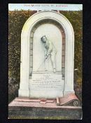 Young "Tommy" Morris colour postcard - titled "Tom Morris' Tomb, St Andrews" issued by W & A.K