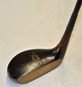 Fine J Heron Worplesdon Golf Club Woking large dark stained persimmon mallet head putter with