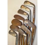 10x various smf and face marked irons - Gibson concentric back cleek, 2x niblicks, 2x m/niblicks, 4x