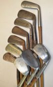 10x various irons to incl Winton large headed Dreadnought niblick, 2x Hawkins Never Rust incl a
