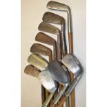 10x various irons to incl Winton large headed Dreadnought niblick, 2x Hawkins Never Rust incl a