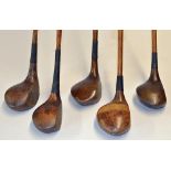 5x various woods to incl a large headed striped top driver, Fred Robson Cooden Beach brassie, P G