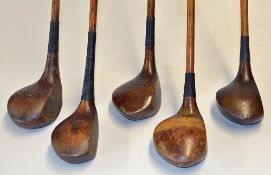 5x various woods to incl a large headed striped top driver, Fred Robson Cooden Beach brassie, P G